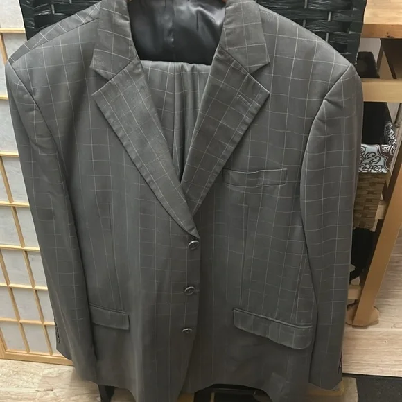 Men's Gray Checkered Suit